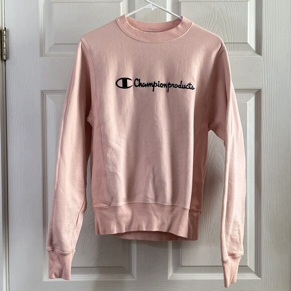 Vintage Champion Sweatshirt Size XS Pink  Reverse Weave Pullover Big Logo - Picture 1 of 10